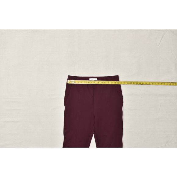 LOFT Women Petite Size LP Maroon Red Pull On Straight Cropped Pants Rayon Blend - Picture 4 of 8